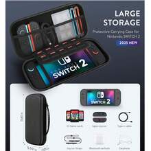 便攜式收納包,Switch2/Switch OLED/Switch/Switch Lite 專用防護硬殼旅行攜行包,附多個收納口袋,可收納遊戲主機配件與遊戲,輕巧便攜,含 10 個遊戲卡槽 - 查看 3