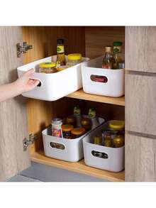 10pcs Plastic Storage Baskets, Organizing Baskets For Home And Office, Storage Boxes With Handles, Multi-Functional Stylish Home Storage, Stackable Storage Boxes, Suitable For Bedroom, Bathroom, Dorm, Laundry Room And Closet - Multicolor - View 1