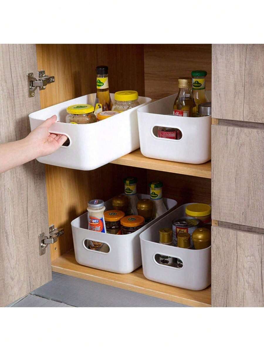 10pcs Plastic Storage Baskets, Organizing Baskets For Home And Office, Storage Boxes With Handles, Multi-Functional Stylish Home Storage, Stackable Storage Boxes, Suitable For Bedroom, Bathroom, Dorm, Laundry Room And Closet - Multicolor - View 1
