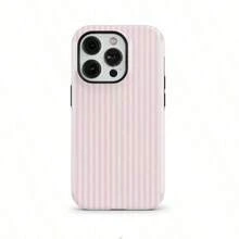 粉色條紋手機殼 - 防震手機殼，適用於 iPhone 17/16/15/14/13/12/11 Pro Max/Pro Plus/12 Mini/13 Mini，適用於 Galaxy S26 S25 S24 S23 S22 S21 Plus Ultra 手機殼 - 淺粉紅色條紋 - 查看 1