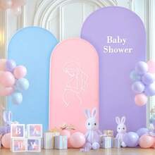Juego de 3 fundas de telón de fondo de arco morado de 4 pies 5 pies 6 pies fundas de elastano para arco de boda para baby shower fiesta de cumpleaños ceremonia de boda decoración - Rosa prpura azul - Ver 5