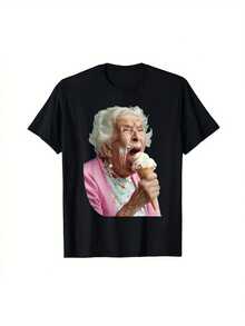 Camiseta Divertida de Abuela Lamiendo Helado para Hombres y Mujeres - Camiseta Negra Suave Unisex con Gráfico de Dama y Vestido Rosa, Ropa Casual de Verano, Regalo a Juego, Camiseta Cómoda de Cuello Redondo con Humor, Ropa para Hombres, Camiseta para Hombres, Camisas para Hombres, Camisetas para Hombres, Disfraz de Halloween, Camisetas para Hombres, Camiseta de Navidad, Camisetas Divertidas, Camisetas Graciosas para Hombres, Camisetas Gráficas para Hombres, Ropa para Hombres, Camisa para Hombres, Tops, Regalo para el Día del Padre, Camisetas de Manga Corta para Hombres, Camisetas Extrañas, Camiseta Gráfica, Camisetas con Frases Divertidas - Negro - Ver 1