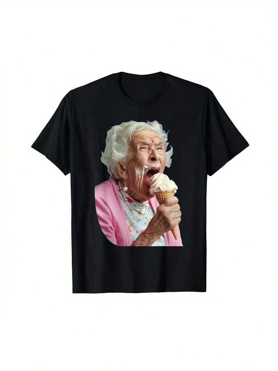 Camiseta Divertida de Abuela Lamiendo Helado para Hombres y Mujeres - Camiseta Negra Suave Unisex con Gráfico de Dama y Vestido Rosa, Ropa Casual de Verano, Regalo a Juego, Camiseta Cómoda de Cuello Redondo con Humor, Ropa para Hombres, Camiseta para Hombres, Camisas para Hombres, Camisetas para Hombres, Disfraz de Halloween, Camisetas para Hombres, Camiseta de Navidad, Camisetas Divertidas, Camisetas Graciosas para Hombres, Camisetas Gráficas para Hombres, Ropa para Hombres, Camisa para Hombres, Tops, Regalo para el Día del Padre, Camisetas de Manga Corta para Hombres, Camisetas Extrañas, Camiseta Gráfica, Camisetas con Frases Divertidas - Negro - Ver 1