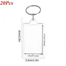 20pcs Rectangular Transparent Acrylic Photo Frame Keychains, DIY Craft Accessories For Custom Photo Making, Bag Charms, Party Favors And Daily Decor, Key Rings, Father's Day Gift - Multicolor - View 9
