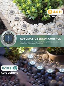 4/8/12 piezas Luces solares empotradas, lámparas solares de exterior de acero inoxidable IP65 a prueba de agua, mini luces de camino de paisaje con encendido/apagado automático, luces decorativas de piso y escalera para jardín, patio, villa, terraza, decoración de Navidad y Halloween - Multicolor - Ver 5