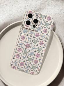 Funda de teléfono móvil de silicona líquida con patrón de lazo de cuadros costeros, conchas marinas, hibisco y tortuga marina, protección completa del Body, a prueba de golpes y caídas, funda de goma suave TPU compatible con iPhone - Multicolor - Ver 1