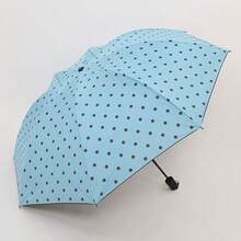 1pc Polka Dot Automatic Folding Umbrella, Vintage Black Coating Sun Protection UV Protection Portable Dual-Use Fashion Parasol Umbrella, Minimalist Striped Folding Umbrella, Korean Fresh Style Black Coating Sun Umbrella, Women's Fresh Style Folding Parasol, 8-Rib Manual Compact Polka Dot Umbrella, Practical Minimalist Design, UV Protection, Suitable For Outdoor Travel, Foldable, Spring/Summer Selection, Bridesmaid Gift, Room, Beach, Travel - One Size Fits All - View 4
