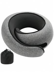 Travel Neck Pillows For Airplanes, Sleeping Essentials For Long Haul Flights, 360° Head Support, Car And Airplane Kit With Mesh Bag (Adult, Grey) - 彩色 - 查看 13