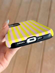 1pc Minimalist Artistic Colorful Striped Pattern Glossy 2-In-1 Film Shell Full Coverage Hard Phone Case Compatible With Samsung/ 11/12/13/14/15/16/17 Pro Max - Multicolor - View 4