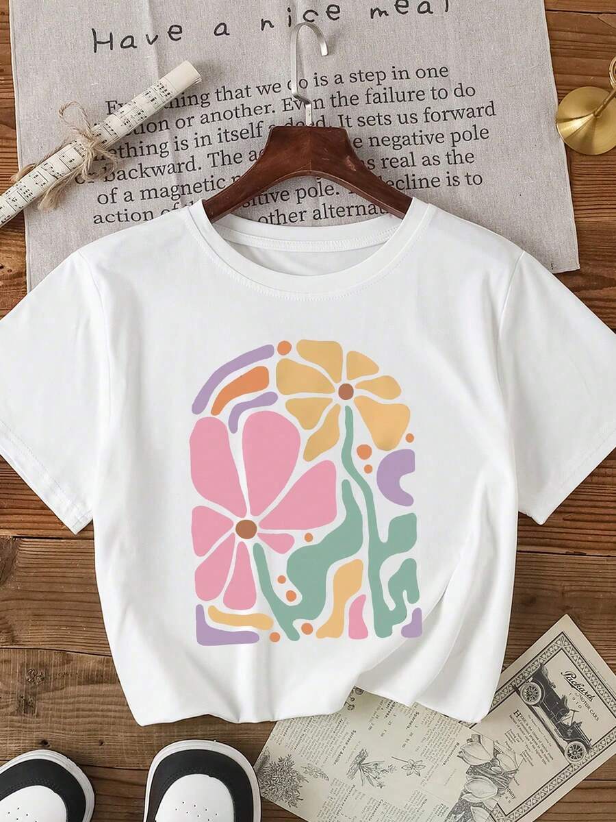 Plain White Round Neck Short-Sleeved T-Shirt, Versatile And Casual, For Summer Holidays. - White - View 1