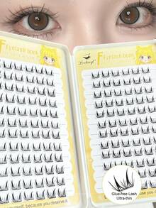 Lvcheryl 144Pcs Glue-Free Eyelashes Book Korean Style Girl Group Large Capacity Eyelash Book Natural Beginner Single Cluster Lazy Fake Eyelashes Trilogy Segmented - C - View 3