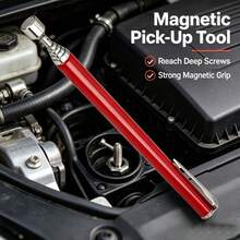 3-In-1 Heavy Duty Extendable Magnetic Pickup Tool, Flexible Magnetic Sweeper, Suitable For Hard-To-Reach Areas, Battery-Free, Ideal For Car And Construction Repair, Metallic Finish Surface, Durable And Sturdy - Red - View 8