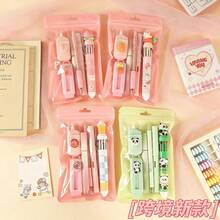 1 Set High-Quality Stationery Set, Practical Student Learning Supplies, Suitable For Educational Institutions, Classrooms, Gifts, Functional And Stylish Set, Meets Various Needs! Perfect For Work And Creative Activities Multi-Functional Stationery Set - Four Colors Available To Brighten Up Office Time, Includes Push-Pull Eraser, Highlighter, Ballpoint Pen And Other Tools, Ideal Stationery Combination For Creative People - Sets - View 2