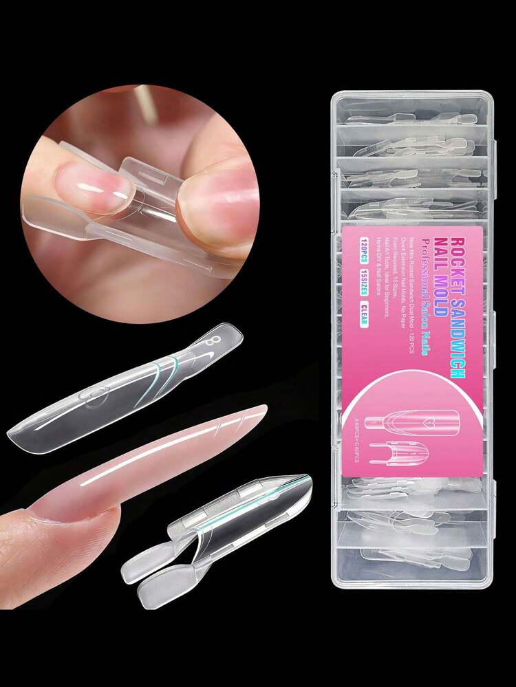 30pcs Rocket Shaped Double-Layered Nail Extension Mold, Perfect Shaping Modeling Gel Sandwich System Nail Art Tool, Quick Nail Extension Mold - Multicolor - View 8