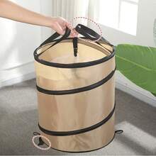 Outdoor Foldable Oxford Cloth Trash Can, Mountain Leisure Style Thickened Waterproof Fabric Cylindrical Foldable Design, Camping Picnic Portable Handheld Trash Storage Bucket Camping Trash Bag Storage Basket - A - View 2