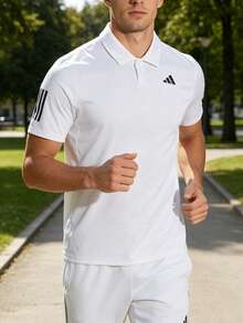 Adidas AEROREADY Fab Polo衫，短袖T恤，透气面料，男士休闲运动装，HR8729 - 白色 - 查看 3