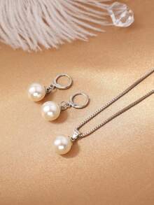 Conjunto de perlas minimalista francés, diseño de una sola cuenta para vacaciones de verano, accesorio elegante versátil para vestido de noche ligero / uso diario - Unitalla - Ver 9