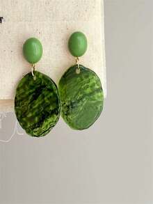 1pc Summer Premium Cloud-Mist Gradient Random Hong Kong Style Forest Aesthetic Versatile Earrings - Green - View 2