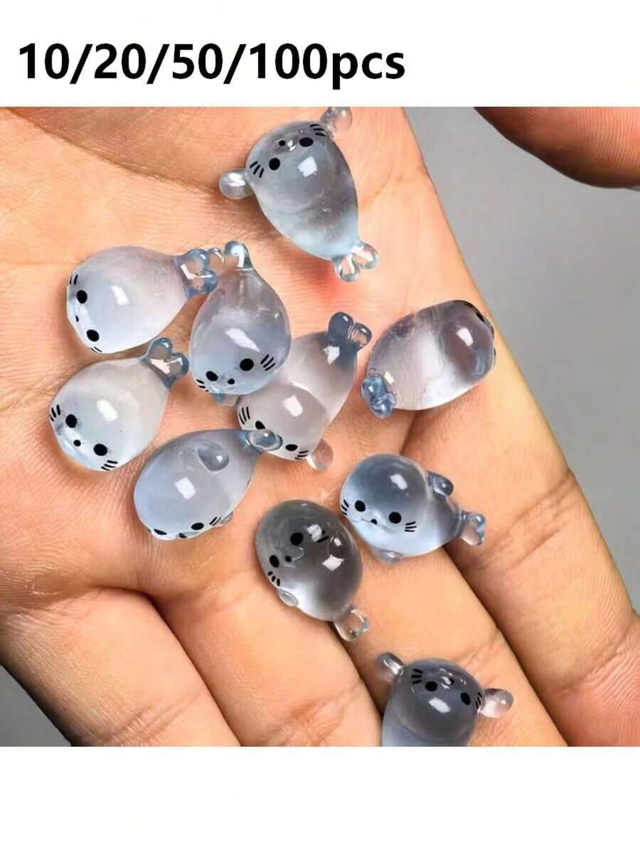 10/20/50/100pcs Figur Resin Anjing Laut Mini Bercahaya dalam Gelap - Hadiah Dekorasi Rumah Meja Kreatif - Bentuk Acak, Model Hewan Laut Kartun Lucu Bercahaya