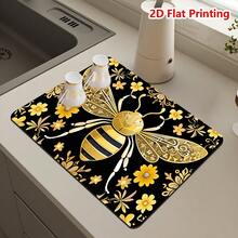 1/10pcs Ultra-Absorbent Polyester Kitchen Mat, Anti-Slip Quick Dry Dish & Coffee Pad, Heat Resistant Countertop Protector For Dishes Appliances, Easy To Clean And Washable Drainage Mat, Suitable For Kitchen Coffee Bars/Water Bars/Worktops - Ginger - View 4