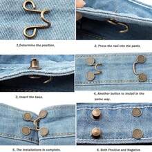 48pcs Adjustable Waist Buckle Extender Set, 8pcs/4 Styles Denim Button Pin Waist No-Sew Pants Clips (No Box) - Multicolor - View 6