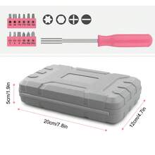 Home Repair Tool Kit - Portable Hand Tool Set With Hammer, Vise, Wrenches, Screwdrivers & More - Ideal For DIY Projects & Emergency Car Maintenance - DIY Tool Kit | Organized Tool Storage - Pink - View 3