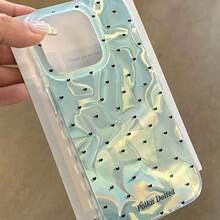 Korean Style Laser Heart Bow Pendant Pink Glitter Water Ripple Pattern Phone Case, Compatible With IPhone 17 16 Pro Max 15 Pro 14 13, Summer Shockproof Protective Cover, Sweet Girl Style - Multicolor - View 3