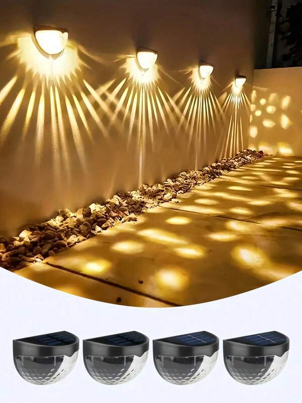 2pcs LED Solar Fence Lights, Solar Wall Lights, Suitable For Outdoor Fence, Roof, Yard, Patio, Aesthetic Solar Garden Fence Lights, Suitable For Home Outdoor, Deck, Porch, Automatic On/Off Night Light, Suitable For Roof, Balcony, Yard Wall Decoration