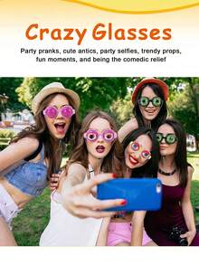 1pc Adjustable Elastic Band Cute Glowing Glasses, ABS Material Fun Glasses, Suitable For Adults And Teens, Perfect Choice For Halloween, Birthday, Holiday Costume Party And Other Occasions - Multicolor - View 5