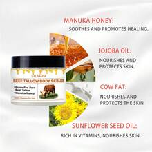 Tallow & Honey Skin Softening Moisturizing Set (200g Body Scrub + 100ml Body Lotion), Contains Grass-Fed Tallow, Manuka Honey, Niacinamide & Shea Butter, For Gentle Exfoliation, Improving Rough Chicken Skin, Deep Moisturizing, Softening & Brightening Skin, Suitable For Men And Women - All - View 6
