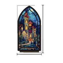 Gothic Stained Glass Fantasy Castle Acrylic Desktop Decor Wooden Starry Sky Bookend House Mori Style Bookshelf Fantasy Enthusiast Gift Decorative Book Room Decor - 1PC - View 12