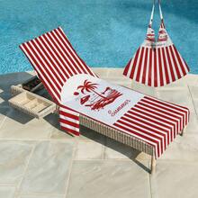 1 cái vỏ bọc ghế bãi biển sợi microfiber họa tiết sọc đỏ cây dừa có túi, nhẹ và thoáng khí, lý tưởng cho du lịch và kỳ nghỉ bãi biển, vật dụng thiết yếu bên hồ bơi | Vỏ bọc phong cách mùa hè | Vỏ bọc bãi biển di động, khăn tắm bãi biển - Nhiều màu - Xem 3
