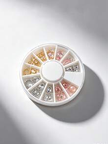 1 Stück 12-Fächer Nagelkunst Zubehör Aufbewahrungsbox Transparentes rotierendes Design Strass Glitzer / Nagelwerkzeug Aufbewahrungsbox - Weiss - Übersicht 7
