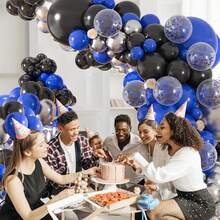 139-Piece Blue And Black Balloon Garland Set - 18/12/10/5 Inch Royal Blue And Silver Confetti Balloon Arch Set, Suitable For New Year, Graduation, Birthday, Wedding, Photo Props, Holiday Celebrations, Event Planning - Multicolor - View 6