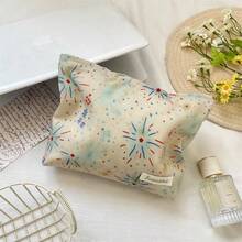 Bolsa de maquillaje con estampado de fuegos artificiales en beige claro, bolsa de aseo multifuncional de gran capacidad, adecuada para viajes, actuaciones, brochas de maquillaje, lápiz labial, cosméticos, almacenamiento conveniente, bolsa de maquillaje, regalo ideal del Día de San Valentín para mujeres - Multicolor - Ver 8
