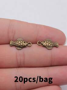 20個 19x10mm 魚形吊飾吊墜 DIY珠寶製作項鍊鑰匙圈手機鍊手鍊配件手工藝配件 - 魚 - 查看 3