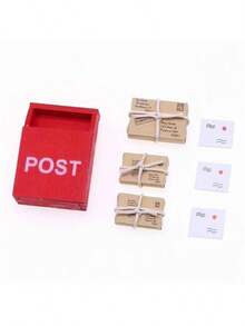 7pcs Mini Mailbox & Package Set, Christmas Doorway Miniature Scene Decor, Photography Props, DIY Simulated Scene Pocket Accessories, Collectible Gift For Hobbyists And Enthusiasts - Multicolor - View 7