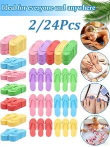 2/24Pcs Disposable Foldable EVA Foam Foot Massage Slippers, Multicolor Foldable Foot Massage Slippers, Suitable For Beauty Salons, Spa Hotels, Large Spa Parties, Disposable Foot Massage Sets, Nail Salon Slippers - Multicolor - View 2
