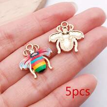 5/10pcs Colorful Bee Enamel Charms, Golden Plated Bee Insects Pendants For DIY Jewelry Making Bracelet Necklace Crafts Accessories - bee - View 19