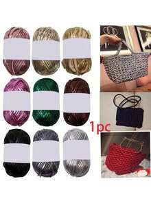 EDCUEBE7 100g/3.53oz Metallic Shiny Ribbon Yarn For Crochet And Knitting - 33m/36yds Length, Suitable For Blankets, Pillows And Rugs - Unique Metallic Colors, Handmade DIY Crafts Weaving Bags, Pillows, Dolls, Crochet Projects - Multicolor - View 8