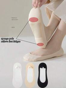 Women's Solid Color Invisible Boat Socks For Daily Wear, Suitable For High Heels - Multicolor - View 15