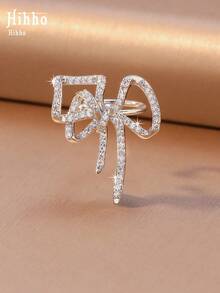 Hihho 1pc Elegant High-End Bow Knot Non-Pierced Ear Clips For Women, Fashionable Elegant Romantic Personalized Ear Jewelry, Suitable For Daily Wear, Holidays, Parties, Commuting, Can Be Paired With Earrings - Ear Bone Clip - View 3