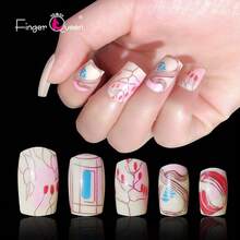 Unhas Postiças  Curtas Quadradas Abstrate Nude 24pcs Cartela - Nu abstrato - Visão 3