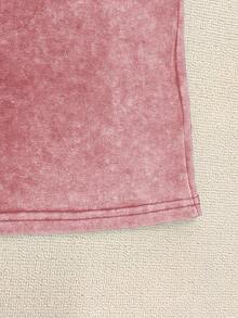 Camiseta Casual de Manga Corta con Cuello Redondo y Estampado Gráfico "Twilight" para Uso Diario - Rojo - Ver 5