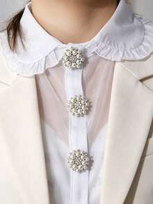 1/3pcs 18/26/29mm Women's Elegant Rhinestone Faux Pearl Button Covers, Crystal Button Covers, Removable Clip-On Button Covers, Crystal Glamorous Buttons For Clothing, With Pliers Press Button, Lead Color - Multicolor - View 12