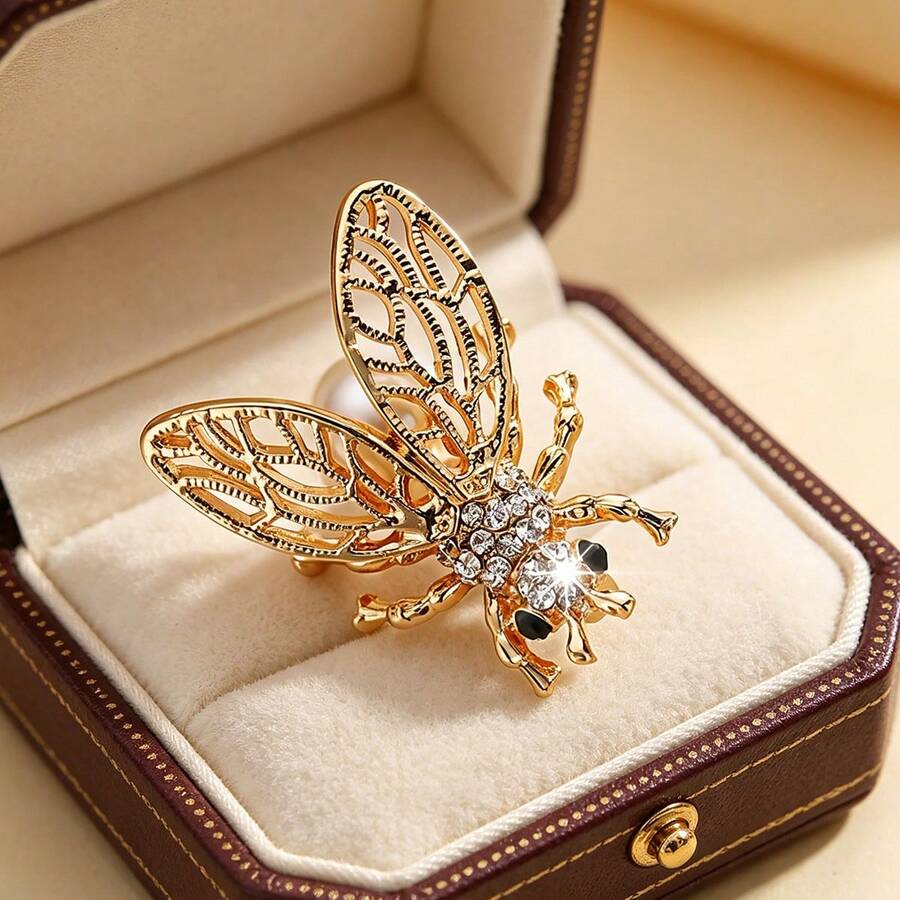 時尚可愛3D蜜蜂造型胸針別針,小眾設計高級胸針,適合女性日常穿搭裝飾 - 蜜蜂胸針 - 查看 1
