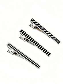 1/2/3 Pcs Classic Tie Bars Clips, Business Shirt Necktie Pin Pinch Clip Set For Men - Multicolor - View 7