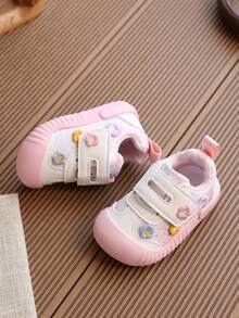 1雙幼兒嬰兒鞋，嬰兒走路鞋，軟底，春秋款，女童 - 粉色 - 查看 3