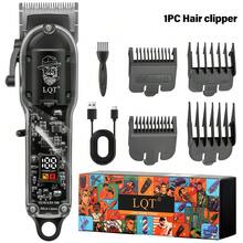 LQT (4件/3件/2件/1件) 無線理容工具組，包含男士理髮器、鬍鬚修剪器、鼻毛修剪器和刮鬍刀，USB-C充電，居家理髮、旅行修鬍與個人理容，送給男性/父親/男友的理想節日禮物 - 黑色 - 查看 12