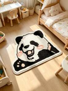 1pc Smiling Panda Shaped Floor Mat, Decorative Rug, Bedroom Decor, Floor Mat, Carpet, Home Decor, Living Room Rug, Small Living Room Rug, Bedroom Rug, Living Room Home Decor, Outdoor Rug, Washable Rug - Multicolor D - View 4